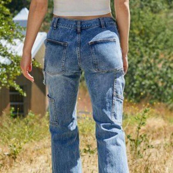 John Galt Medium Blue Natalia Low  Rise Carpenter Jeans - Picture 3 of 12